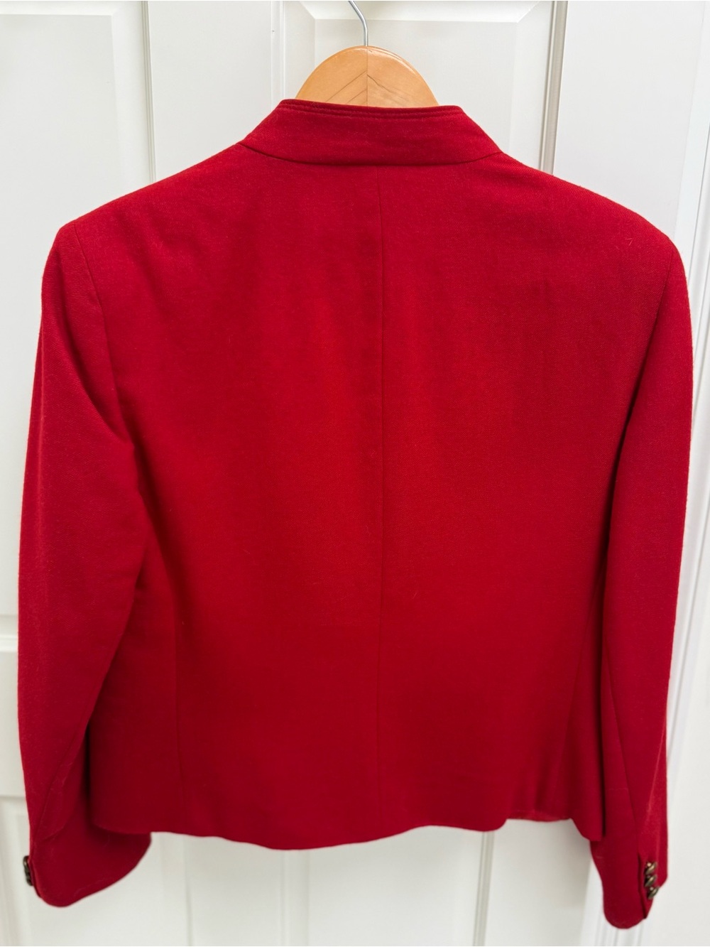 80’s VINTAGE Equestrian 100% Wool Red Austrian Jacket Military Mandarin Blazer M - Picture 9 of 16